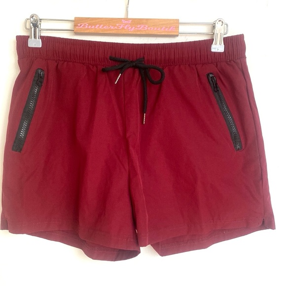 (B47) Blaosn swim shorts in mid length in Color: Burgundy, Size Large - Picture 4 of 11